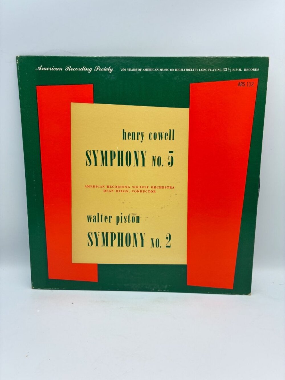 Henry Cowell & Walter Piston Symphony No. 5 & No. 2 1950s LP Vinyl 33 RPM ARS112